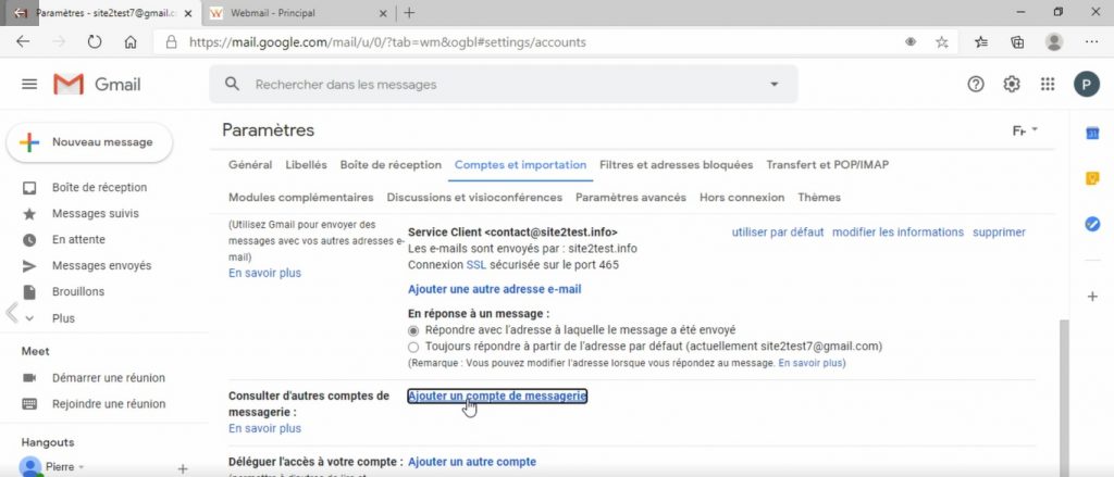 Réglages e-mail réception - Packpro